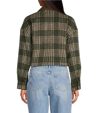 Gianni Bini North Brushed Plaid Suede Collar Bomber Jacket