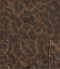 Gianni Bini Nova Leopard Print Collared Long Sleeve Denim Coordinating Jacket
