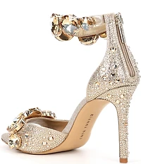 Gianni Bini Oaklynn Rhinestone Embellished Jewel Ornament Ankle Cuff Dress Sandals