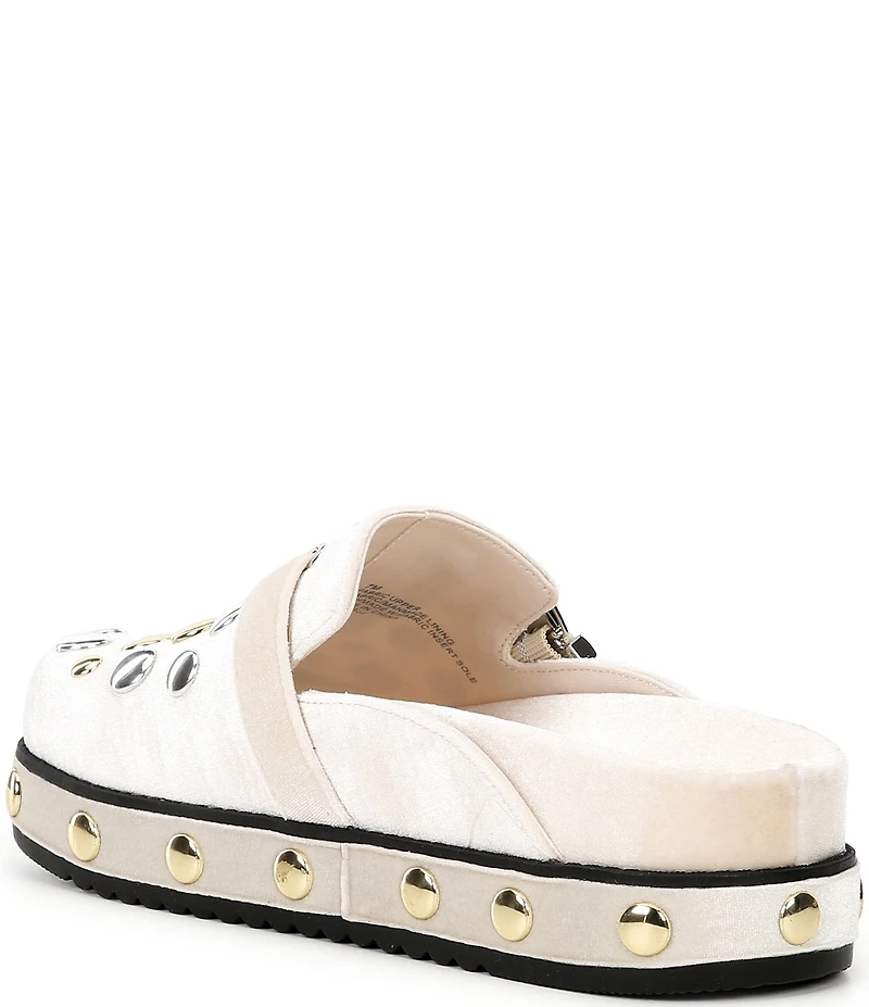 Gianni Bini Oddie Velvet Studded Platform Clogs