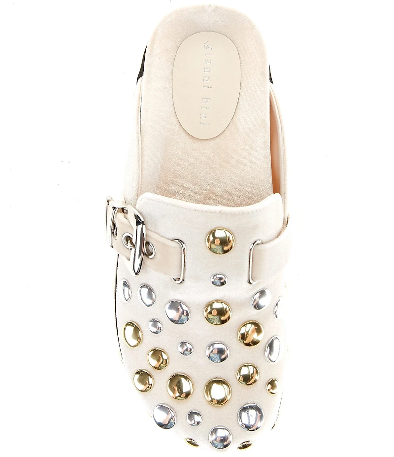 Gianni Bini Oddie Velvet Studded Platform Clogs