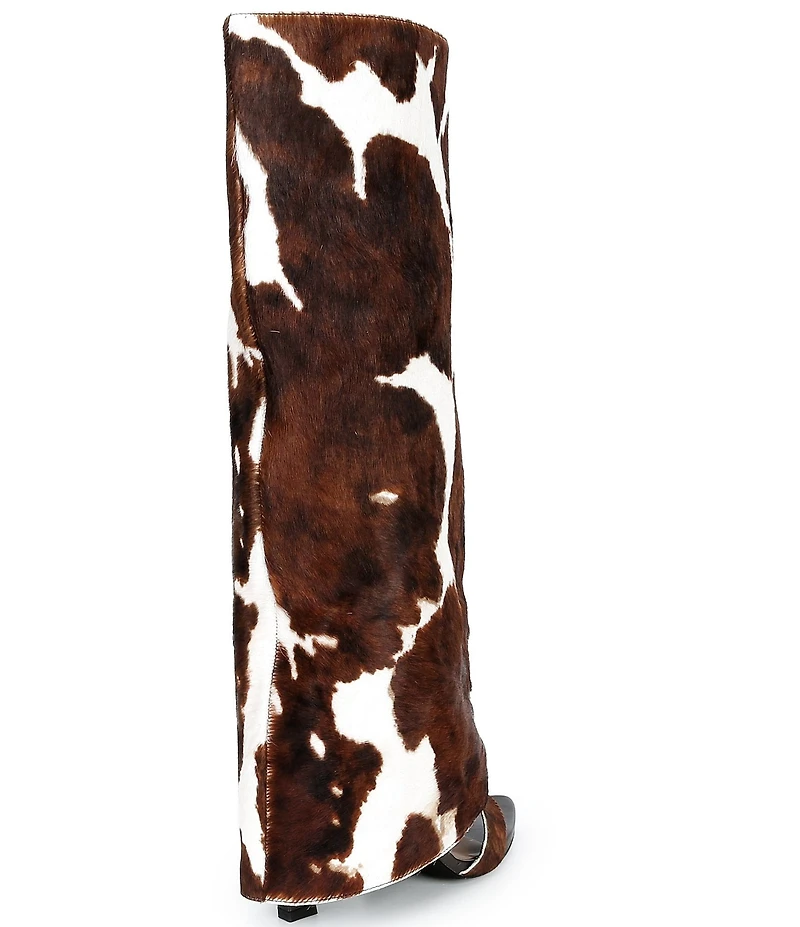 Gianni Bini Okeke Two Cow Print Haircalf Knee High Open Toe Stiletto Dress Sandals