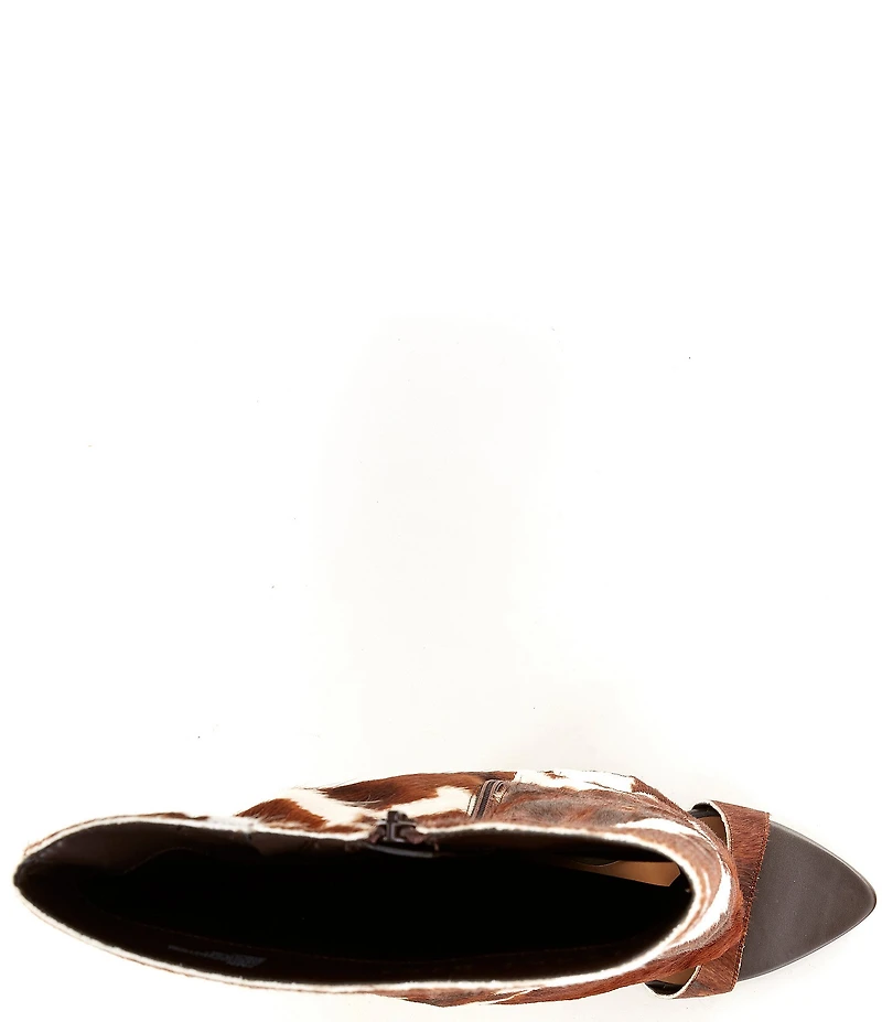 Gianni Bini Okeke Two Cow Print Haircalf Knee High Open Toe Stiletto Dress Sandals