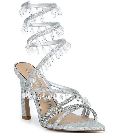 Gianni Bini Olandrea Chandelier Beaded Embellished Ankle Wrap Dress Sandals