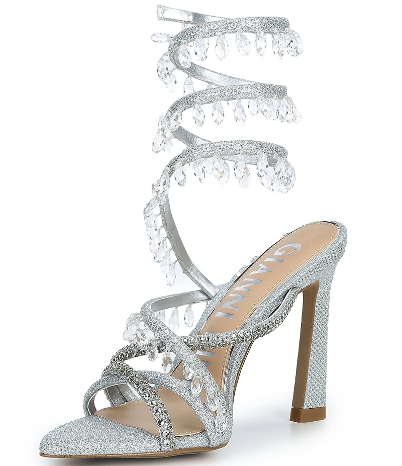 Gianni Bini Olandrea Chandelier Beaded Ankle Wrap Dress Sandals