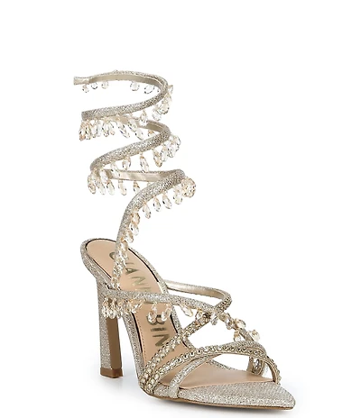 Gianni Bini Olandrea Chandelier Beaded Ankle Wrap Dress Sandals