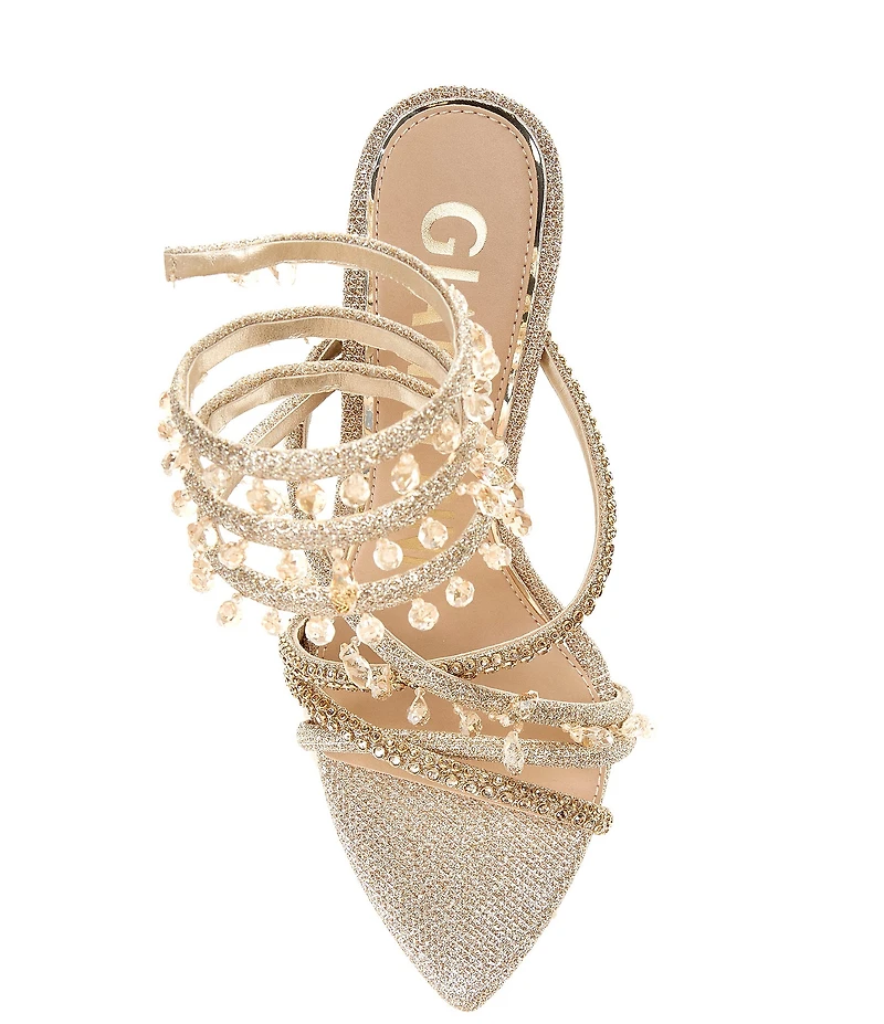 Gianni Bini Olandrea Chandelier Beaded Ankle Wrap Dress Sandals