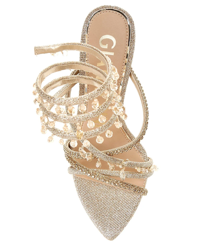 Gianni Bini Olandrea Chandelier Beaded Ankle Wrap Dress Sandals