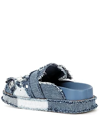 Gianni Bini Omari Denim Patchwork Jewel and Pearl Ornamented Platform Clogs
