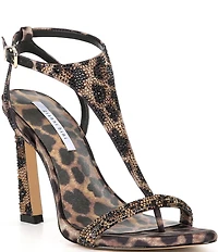 Gianni Bini OrahTwo Rhinestone Leopard T-Strap Dress Sandals