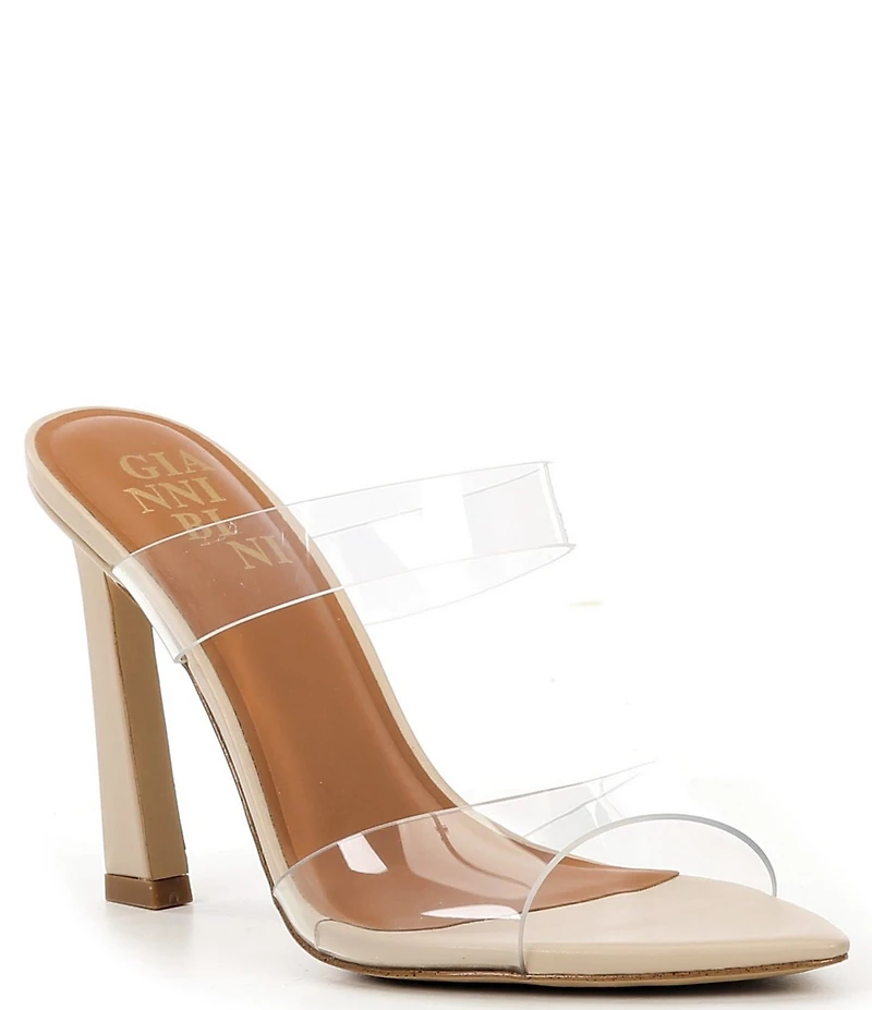 Gianni Bini Oshie Clear Banded Pointed Toe Dress Slide Sandals
