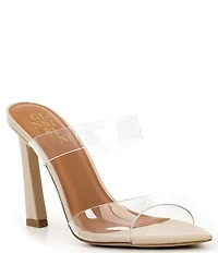 Gianni Bini Oshie Clear Banded Pointed Toe Dress Slide Sandals