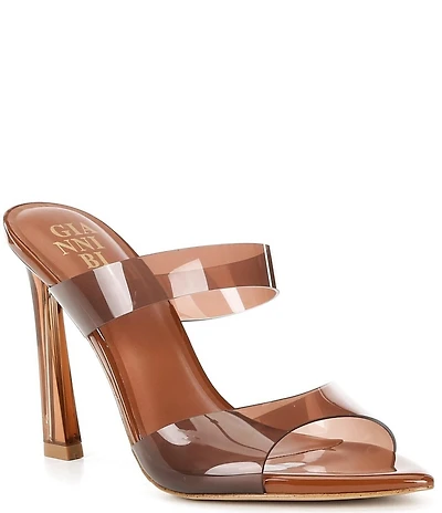 Gianni Bini Oshie Clear Banded Patent Pointed Toe Dress Slide Sandals