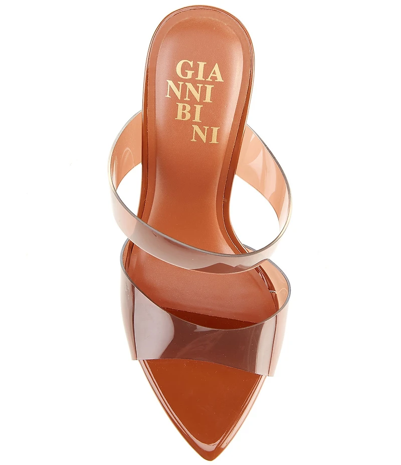 Gianni Bini Oshie Clear Banded Patent Pointed Toe Dress Slide Sandals