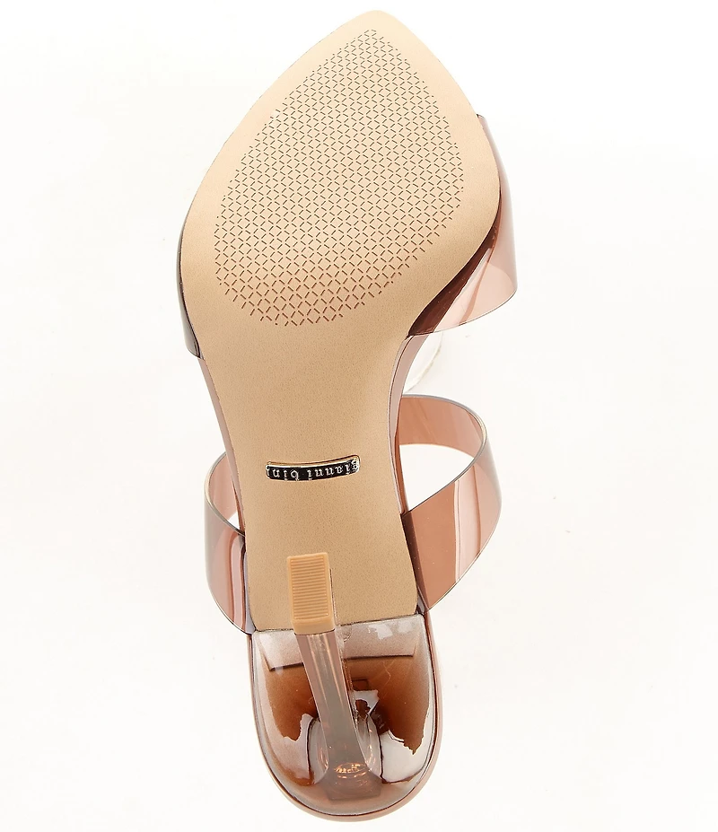 Gianni Bini Oshie Clear Banded Patent Pointed Toe Dress Slide Sandals