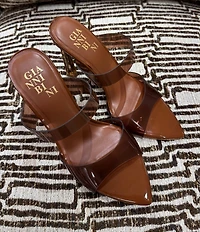 Gianni Bini Oshie Clear Banded Patent Pointed Toe Dress Slide Sandals