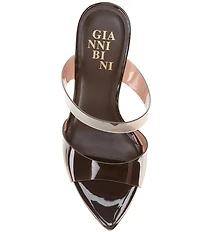 Gianni Bini Oshie Clear Banded Patent Pointed Toe Dress Slide Sandals