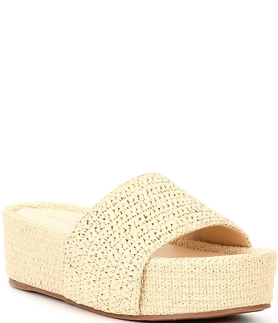 Gianni Bini Owens Raffia Platform Slide Sandals