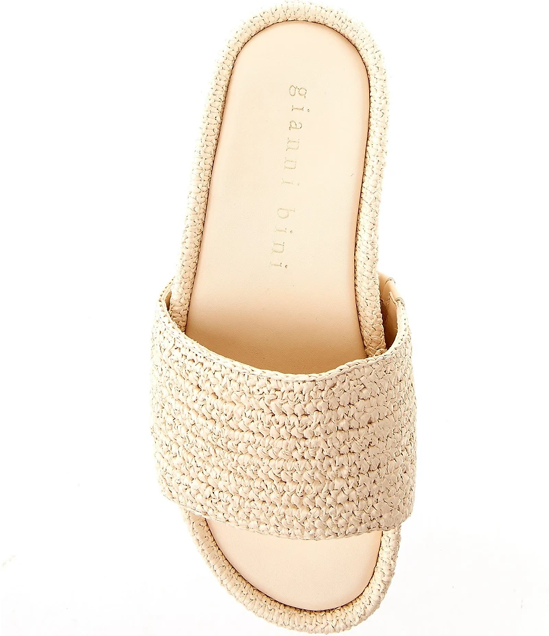 Gianni Bini Owens Raffia Platform Slide Sandals