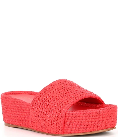 Gianni Bini Owens Raffia Platform Slide Sandals