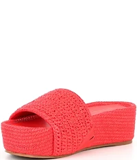 Gianni Bini Owens Raffia Platform Slide Sandals