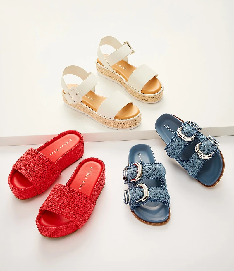 Gianni Bini Owens Raffia Platform Slide Sandals