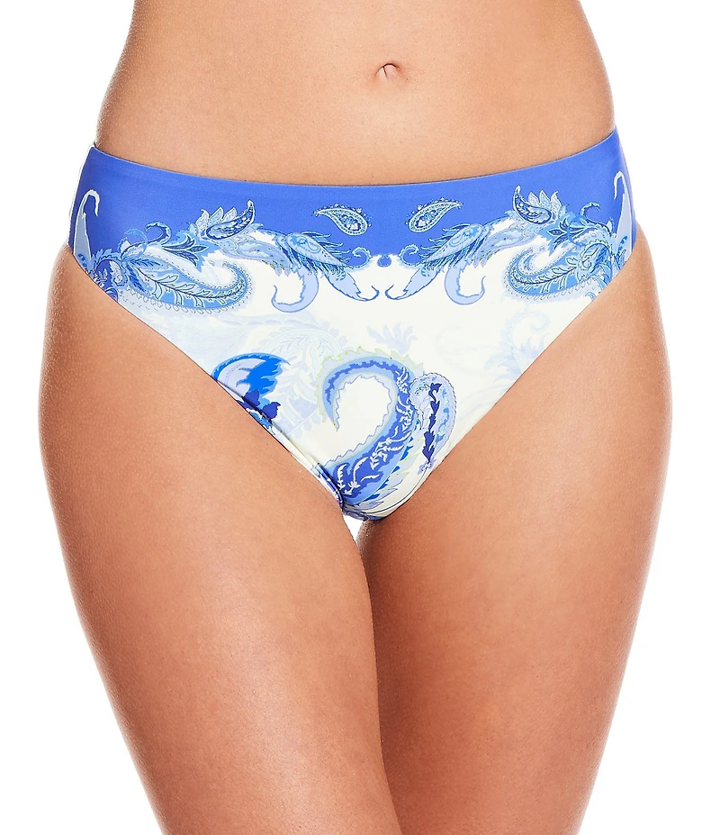 Gianni Bini Paisley High Leg Cheeky High Waisted Swim Bottom