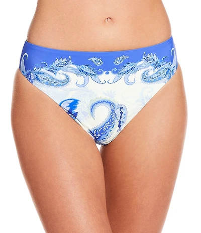 Gianni Bini Paisley High Leg Cheeky High Waisted Swim Bottom