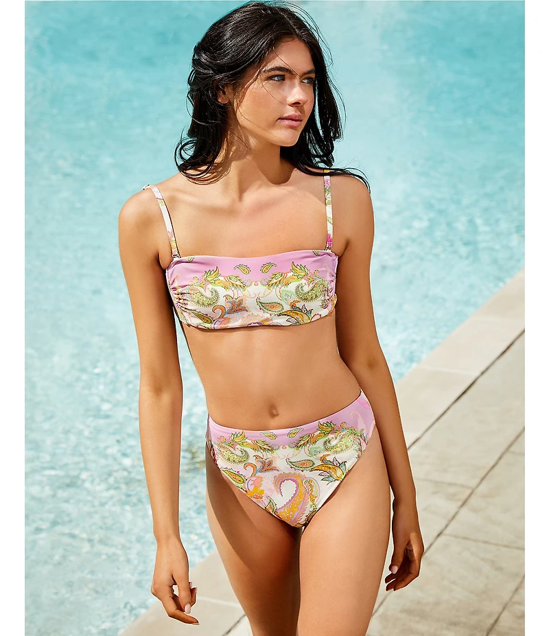 Gianni Bini Paisley High Leg High Waisted Swim Bottom