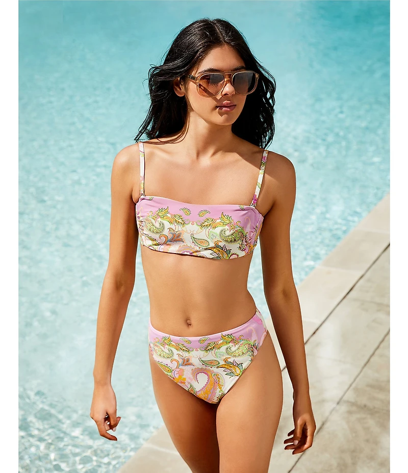 Gianni Bini Paisley High Leg High Waisted Swim Bottom