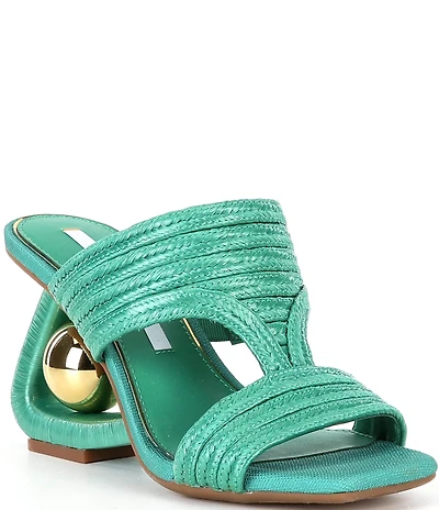 Gianni Bini Pate Jute Ball Ornamented Hardware Architectural Wedge Slide Sandals