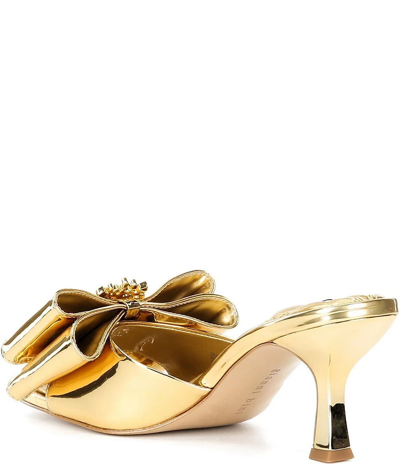Gianni Bini Peeka Patent Metallic Rhinestone Keyhole Ornament Bow Dress Slide Sandals