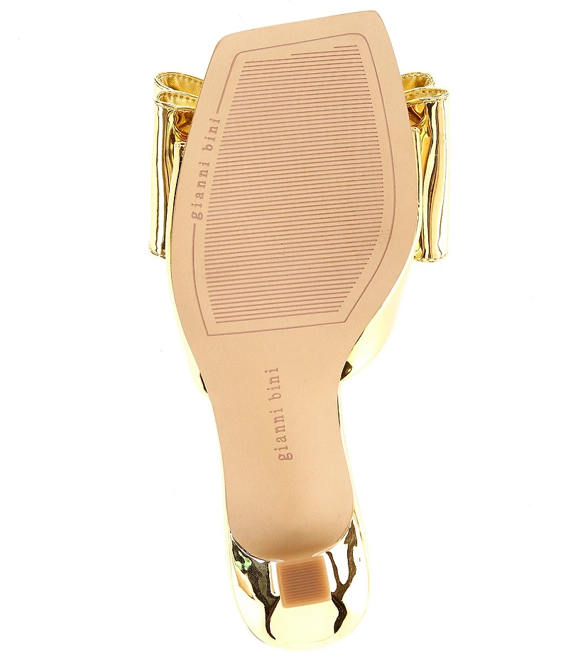 Gianni Bini Peeka Patent Metallic Rhinestone Keyhole Ornament Bow Dress Slide Sandals