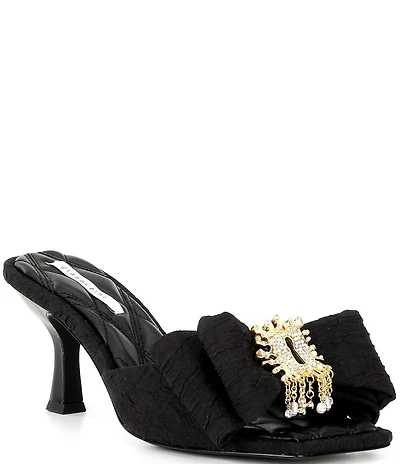 Gianni Bini Peeka Rhinestone Keyhole Ornament Bow Dress Slide Sandals