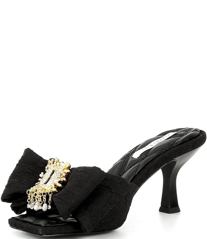 Gianni Bini Peeka Rhinestone Keyhole Ornament Bow Dress Slide Sandals