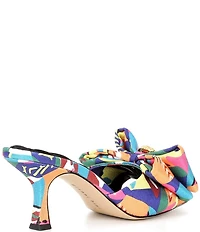 Gianni Bini Peeka Multi Print Eye Ornament Bow Dress Slide Sandals