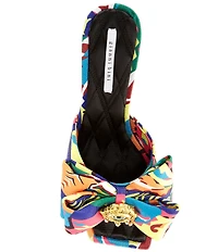 Gianni Bini Peeka Multi Print Eye Ornament Bow Dress Slide Sandals