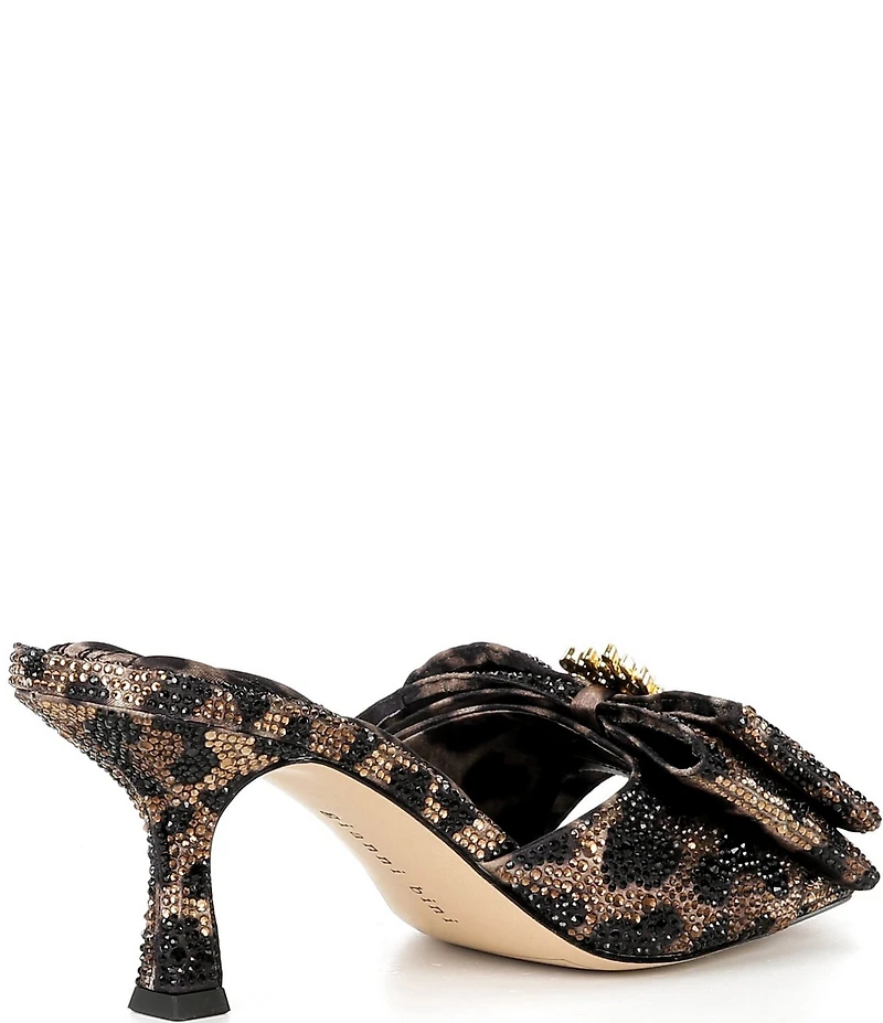 Gianni Bini PeekaTwo Bling Leopard Print Rhinestone Keyhole Ornament Bow Dress Slide Sandals