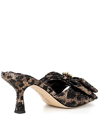 Gianni Bini PeekaTwo Bling Leopard Print Rhinestone Keyhole Ornament Bow Dress Slide Sandals
