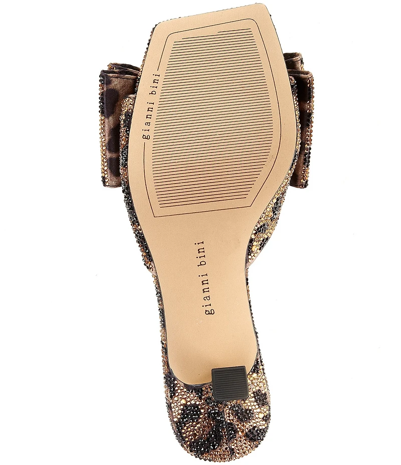 Gianni Bini PeekaTwo Bling Leopard Print Rhinestone Keyhole Ornament Bow Dress Slide Sandals