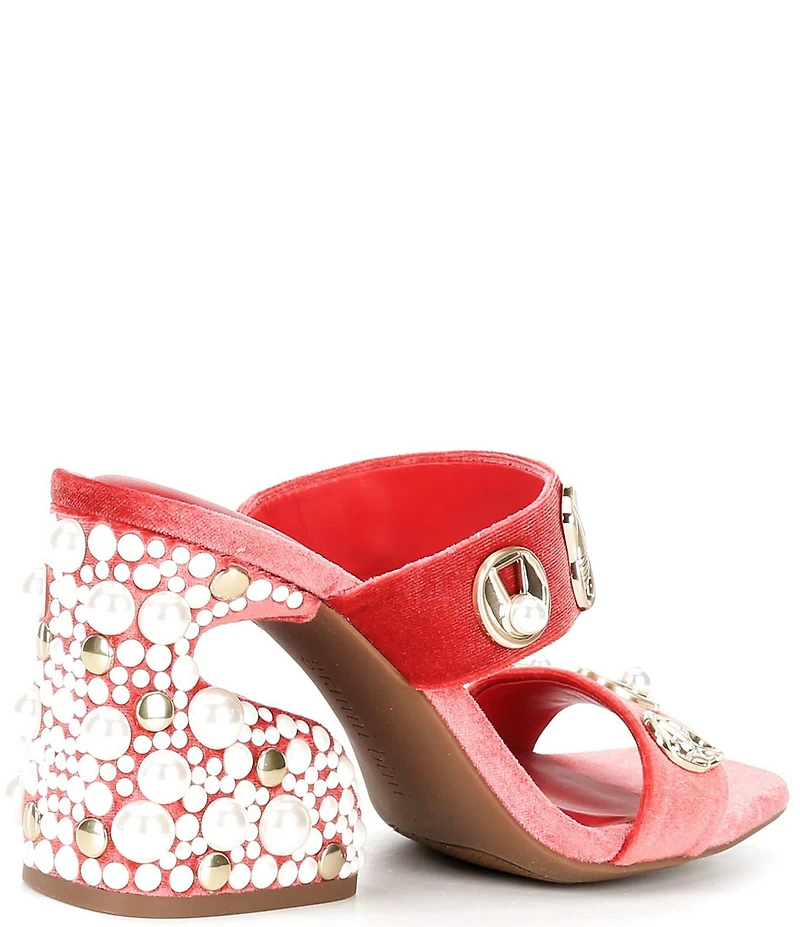 Gianni Bini Penei Velvet Pearl Ornament Slide Sandals