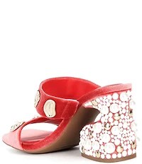 Gianni Bini Penei Velvet Pearl Ornament Slide Sandals