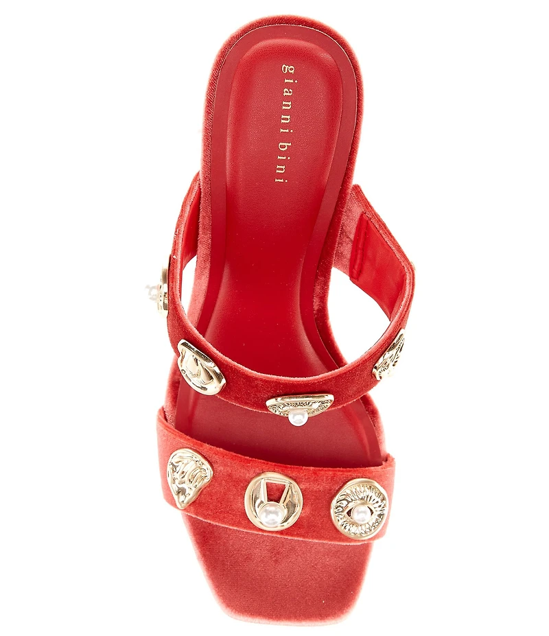 Gianni Bini Penei Velvet Pearl Ornament Slide Sandals
