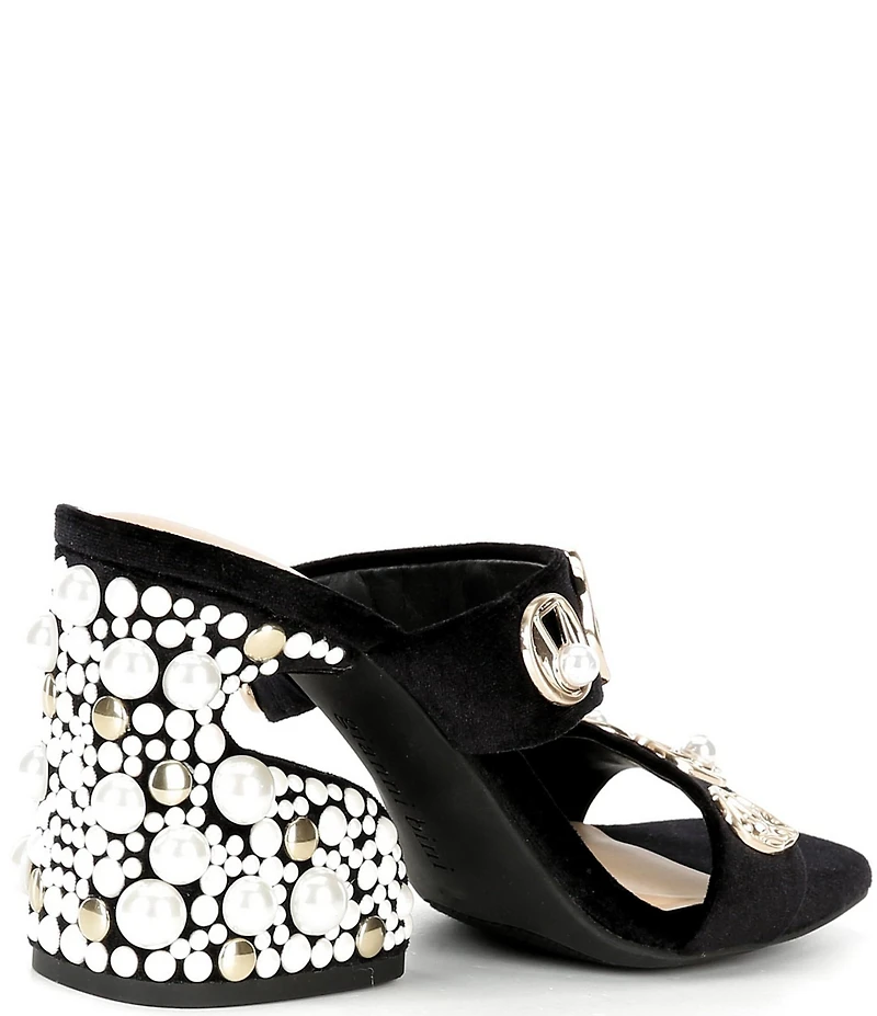 Gianni Bini Penei Velvet Pearl Ornament Slide Sandals