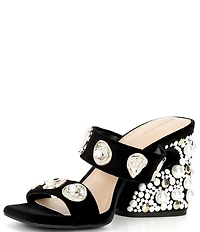 Gianni Bini Penei Velvet Pearl Ornament Slide Sandals