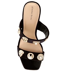 Gianni Bini Penei Velvet Pearl Ornament Slide Sandals
