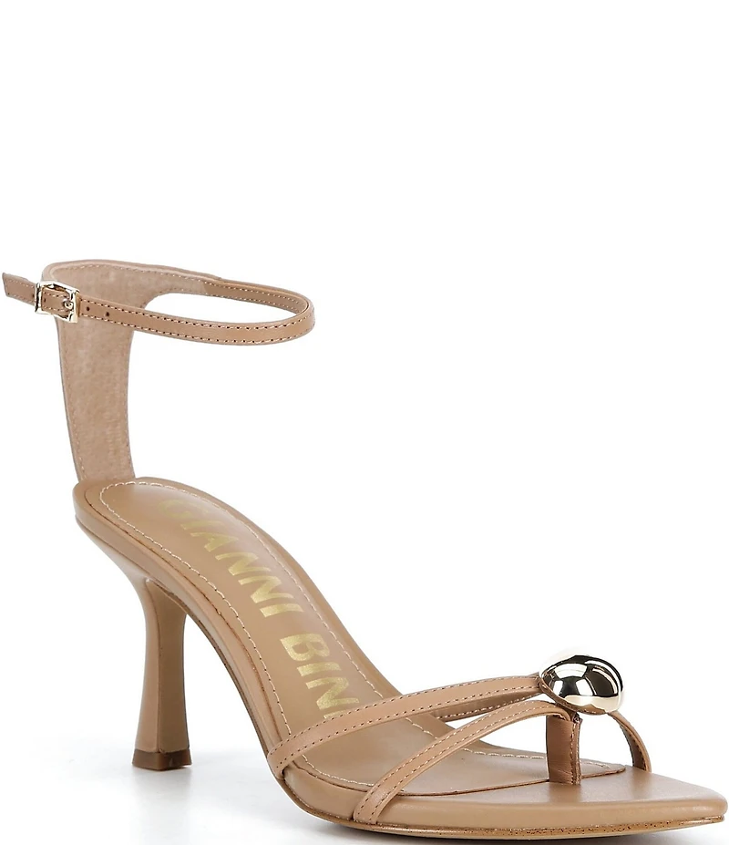 Gianni Bini Phoenix Leather Strappy Gold Ornament Dress Sandals