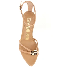 Gianni Bini Phoenix Leather Strappy Gold Ornament Dress Sandals