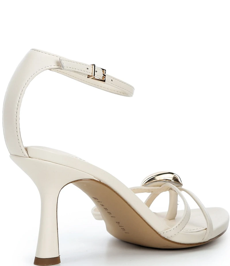 Gianni Bini Phoenix Leather Strappy Gold Ornament Dress Sandals