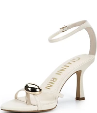Gianni Bini Phoenix Leather Strappy Gold Ornament Dress Sandals